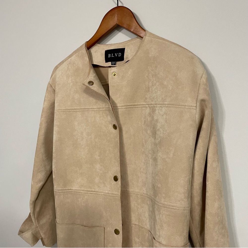 BLVD Vegan Suede Trench Coat - Picture 2 of 8